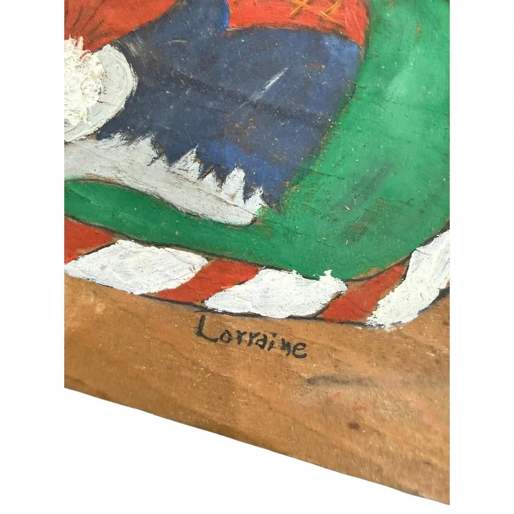 Hand Painted Christmas Mouse Wood Wall Hanging‎ Folk Art Merry Christmas Sign